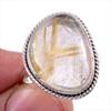 Natural Golden Rutile Gemstone Handmade 925 Solid Silver Jewelry Ring S.9 W1F77