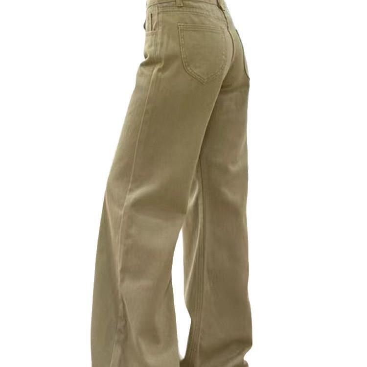 Khaki jeans women's summer new simple trend low waist loose micro flared pants temperament versatile floor pants