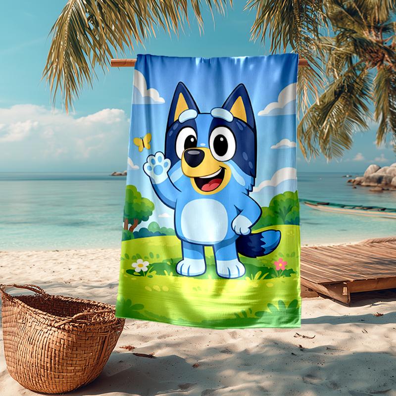 Ultra-Soft Beach Towel with Bluey Theme,Ideal for Pool - Camping, Diving - Perfect Travel Essential, Vibrant Beach Towel.