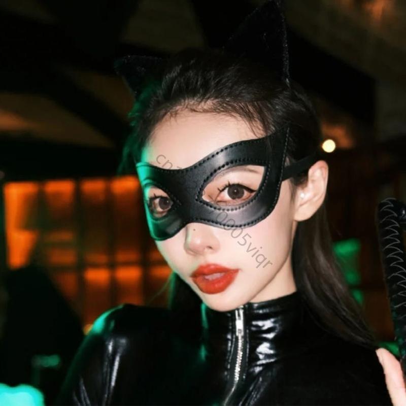 Fashion PU Leather Party Mask Lightweight Practical Face Covering For Cosplay Halloween Costume AXYD