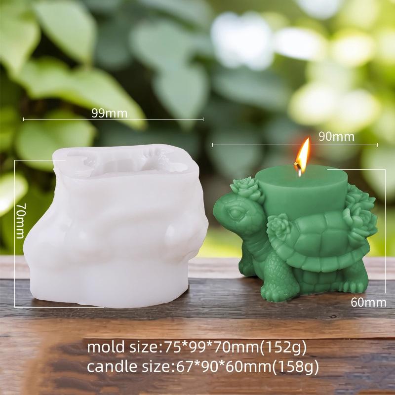 DIY Succulent Turtle Cylindrical Candle Silicone Mold Handmade Squirrel Relief Aromatherapy Gypsum Mold Desktop Decoration