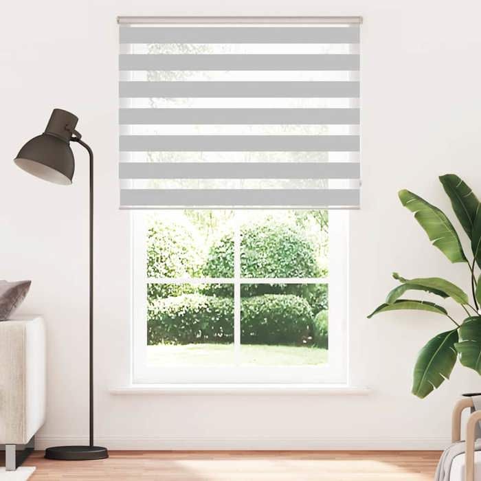VidaXL Store zèbre gris clair largeur du tissu 135,9 cm polyester, store à enrouleur zébré, store zébré pour fenêtre, store 4014477