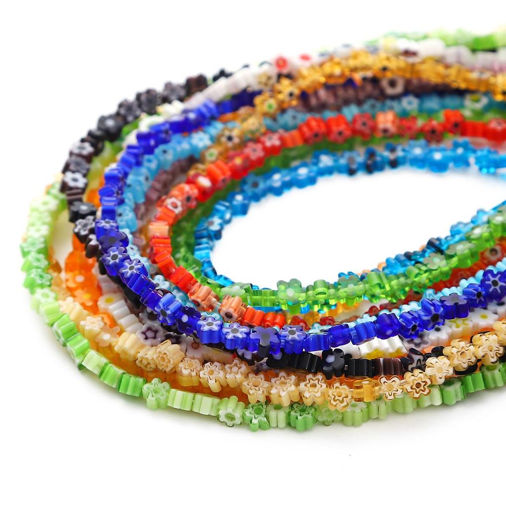 Набор из 45 бусин-цветков из стекла миллефиори для изготовления ожерелий, браслетов и серег своими руками