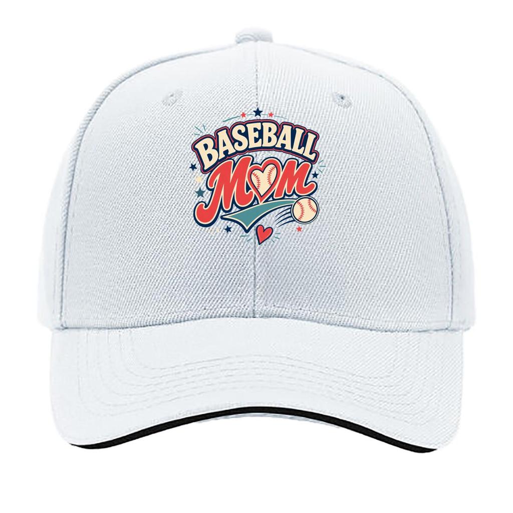 Retro Baseball Mom Heart Graphic Sandwich Baseball Cap Sun Cap Outdoor Workouts Hat