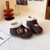 Детские хлопковые ботинки с бархатом для тепла Детские хлопковые ботинки Boken Зимние новые детские мягкая нескользящая подошва импортные короткие ботинки принцессы
