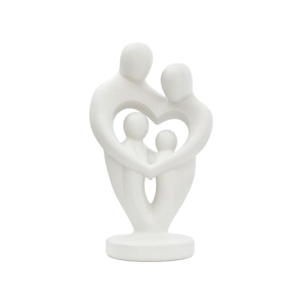 Plastic Minimalist Figure Statue Unique Sculpture of A Family of Four Office Decor