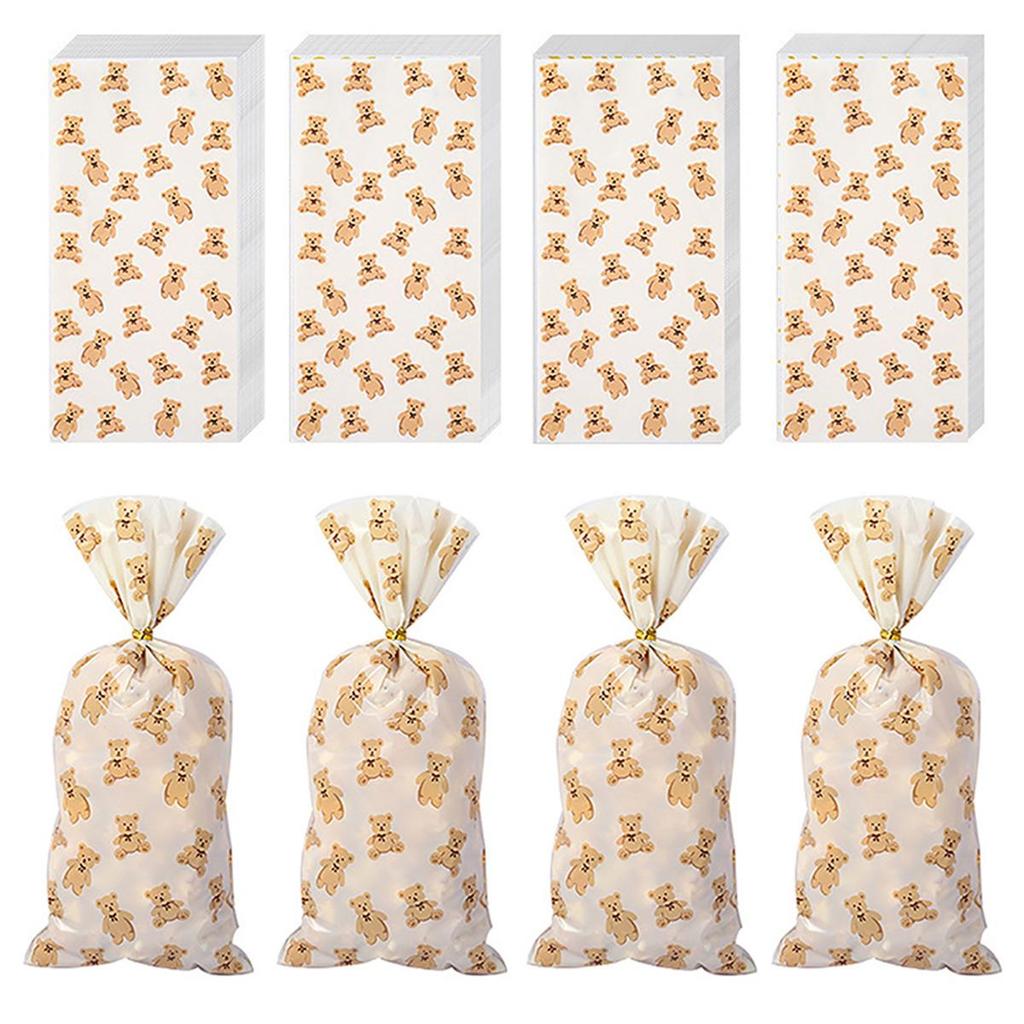 50 шт., подарочные пакеты для конфет в виде медведя в виде животного, печенье, десерт, сделай сам для детей, тема футбольных джунглей, декор для дня рождения