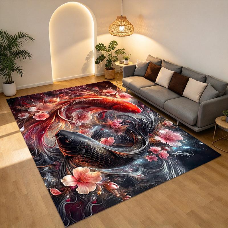 Koi Fish Living Room Nonslip Area Rug Soft Carpet For Bedroom Game Playroom Sofa Office Home Decor Doormat Christmas Gift C9301617