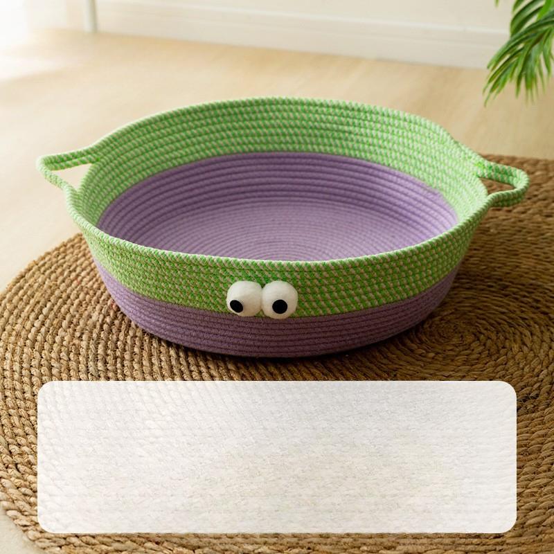 Весенне-летний кошачий гамак, летнее спальное прохладное гнездо, коврик ручной работы из соломы, плетеное гнездо для кошек, гнездо для кошек из ротанга