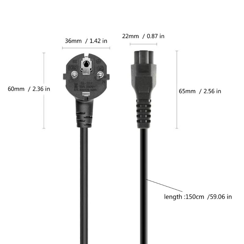 Power Cable Cord with 3Pin Prong Cloverleaf Connectior for Laptop Notebook Scanner Printer Power Supply 1.2m 4ft