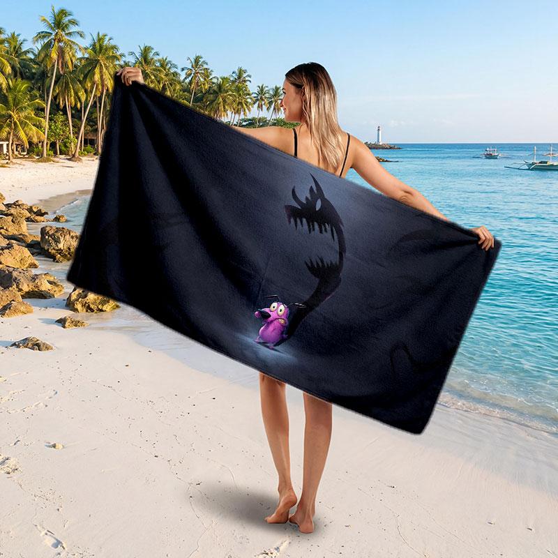 Large Beach TowelCourage the Cowardly Dog Soft Absorbent Towel Beach Bath Home Use