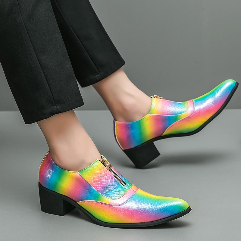 Высококачественные мужские свадебные туфли, туфли на высоком каблуке, роскошные туфли для вечеринок, модные цветные туфли с острым носком, бесплатная доставка
