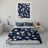 3Pcs Whimsical Cat Bedding Set, Adorable Doodle Kittens in Everyday Scenes Print Duvet Cover, Cozy Kids Bedroom Decor
