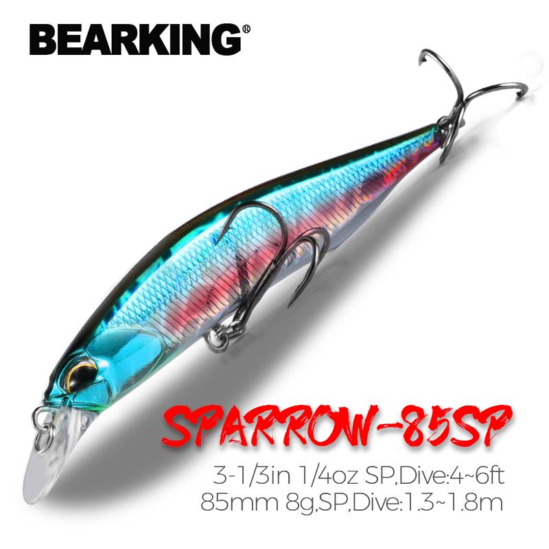 BEARKING Популярная модель рыболовных приманок, 85 мм, 8 г, жесткая приманка, 14 цветов на выбор, качественный гольян, профессиональный гольян, глубина 1,3-1,8 м
