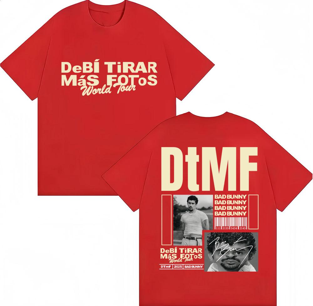BAD BUNNY DTMF Деби Тирар Мас Фото Футболка Винтажная Хип-Хоп Модная Мужская Женская С Коротким Рукавом Свободного Кроя Хлопок Повседневные Футболки Мужские