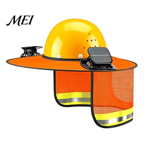 Ventilated Helmet Visor Hat Neck Shield with Fan, Ventilation Mesh Design, Full Brim Anti-deformation Sun Protection Guard for Construction