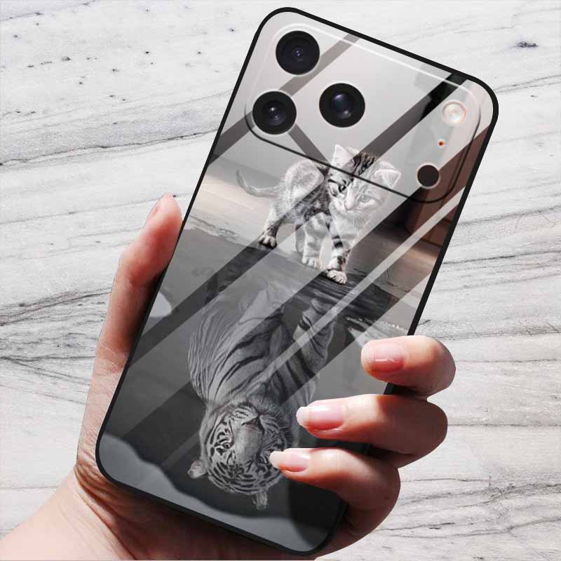 Cartoon Patterns Case For iPhone 17 Pro Plus Capa 17 Pro Max Bumper Luxury Tempered Glass Hard Back Cover iPhone17 Air Funda