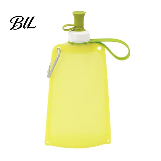 Cycling Water Bottle 500ML Collapsible Silicone Bottle, Portable Folding Drinking Bag, Bag Pouch with Lanyard for Outdoor Hiking Climbing Refillable