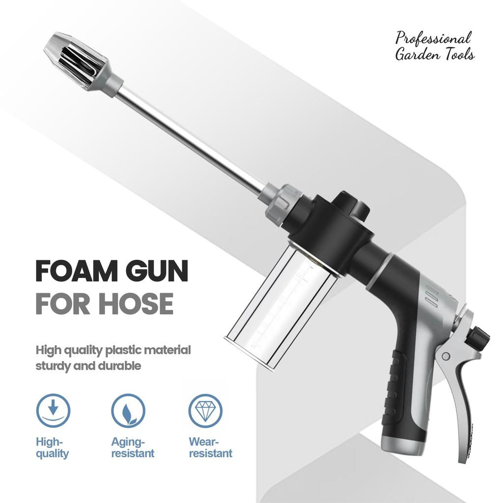 Foam Sprayer Hose Nozzle High Pressure Adjustable Soap Bottle for Car Wash Garden Cleaning Pet Bath