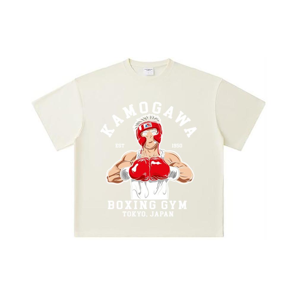 260 GSM Double Yarn 32 Count 100% Cotton Hajime no Ippo V10 Print Unisex Heavy Cotton T Shirt