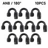 For Oil Fuel CPE Line Universal AN4 AN6 AN8 AN10 Straight 0 45 90 180 Degree 10 Pcs Aluminum Car Swivel Hose End Fitting Adapter