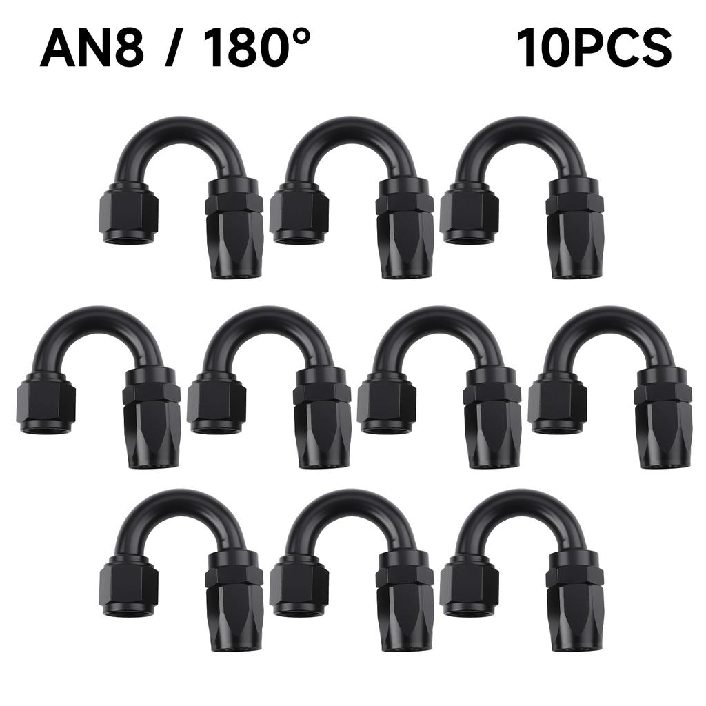 For Oil Fuel CPE Line Universal AN4 AN6 AN8 AN10 Straight 0 45 90 180 Degree 10 Pcs Aluminum Car Swivel Hose End Fitting Adapter
