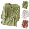 Fashion Women's Shirt Five-quarter Sleeve Spring And Summer Loose Top Embroidered Shirt