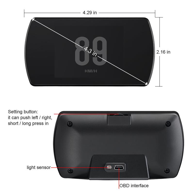 Multi-functions P12 Car HUD Head Up Display OBD2 On-board Computer Water Temp Fuel Consumption LCD Digital Speedometer Gauge