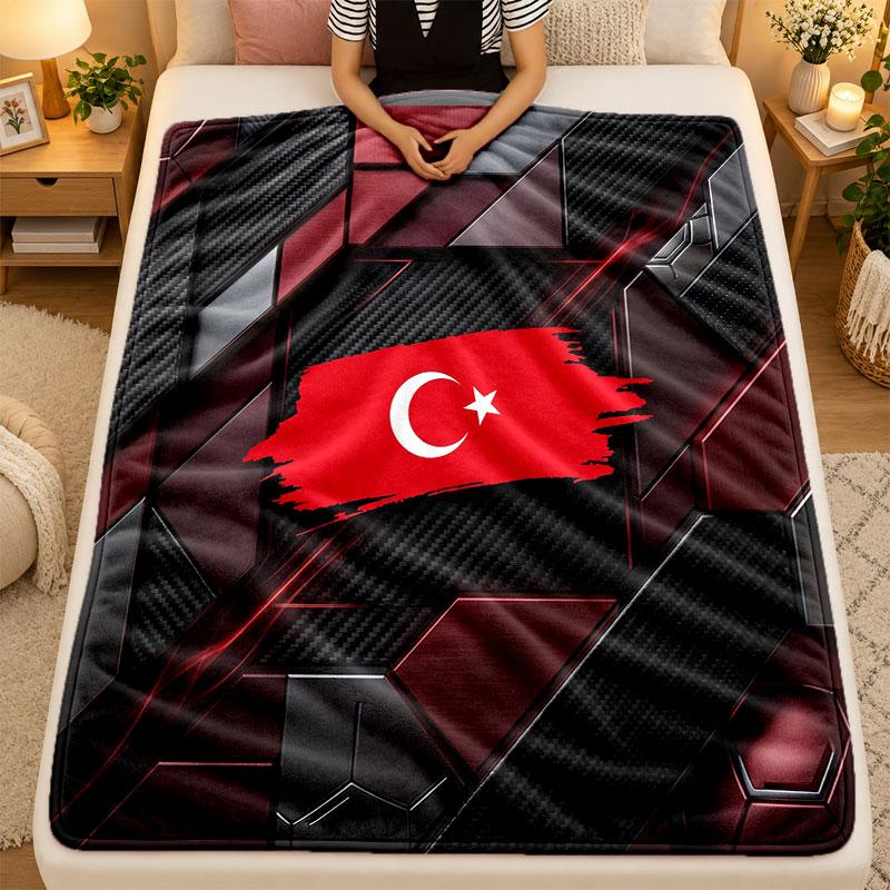 Flannel BlanketTurkey Football Warm Soft Throw Blanket for Indoor Sofa Bed Living Room Use