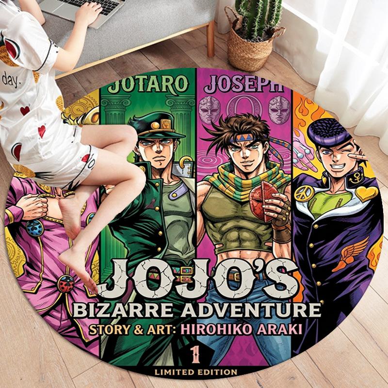 Ковер круглый ковер JoJo's Bizarre Adventure для гостиной, спальни, дивана, игровой комнаты, нескользящий коврик для пола