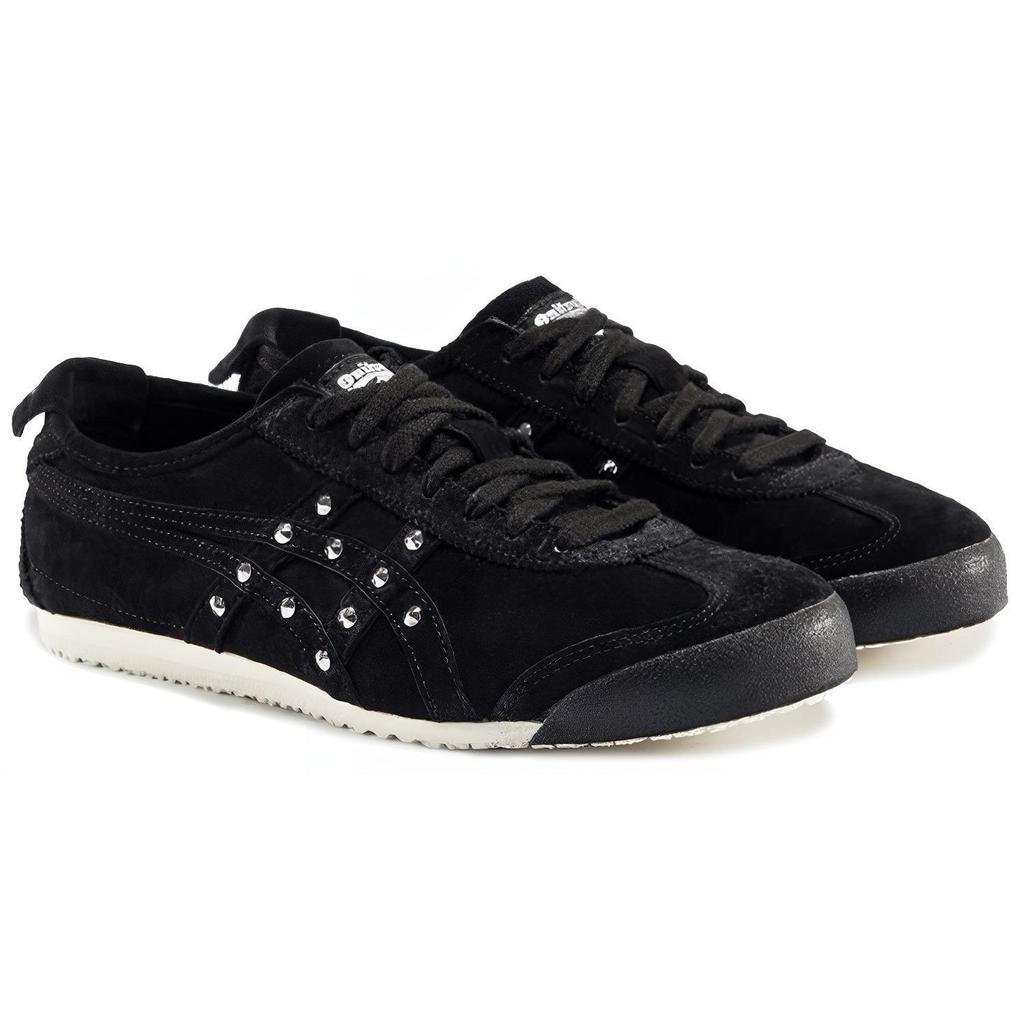 ONITSUKA TIGER Mexico 66 Pigskin Зашипованные Амортизирующие Нескользящие Прочные Повседневные Кроссовки с Низким Верхом Унисекс Черные 1183A257-001