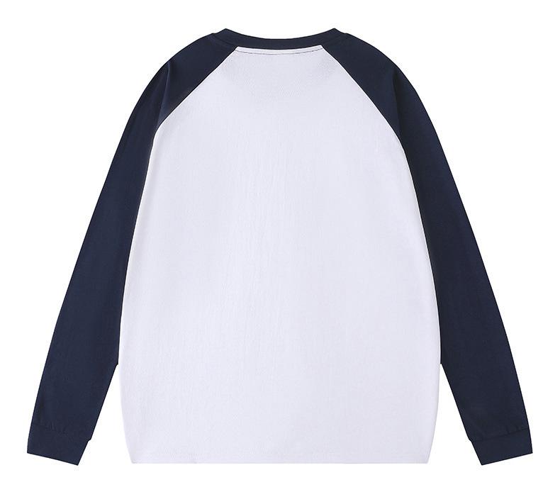 Унисекс Толстовка-футболка с длинным рукавом Color-Block, 260 г Чистый хлопок, Высококачественная заплатка, Круглый вырез