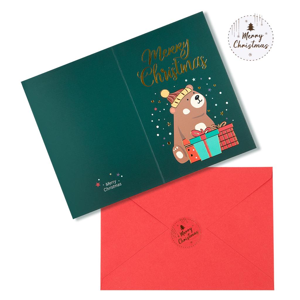 Merry Christmas Fold Greeting Cards with Envelope Xmas Party DIY Gifts Box Card for New Year Festival Decorations Navidad Noel
