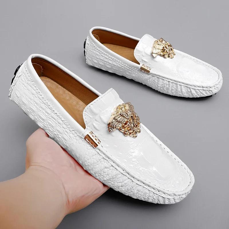 Casual Leather Ride Breathable Soft Men's Flats Color Lazy Loafers Large Sizeshoes for Men Shoes Men Leather Original