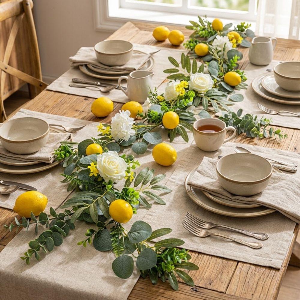 Greenery Lemon Vine Decor Eucalyptus Leaves Simulation Lemon Vine Faux Lemon Wreath  Kitchen Decor