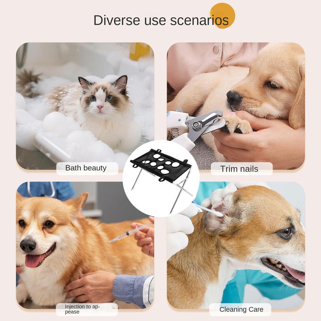 Portable Pet Grooming Bath Suspended Bed Frame With Brackets Breathable Washable Mesh Foldable Storage Pet Bath Drying Rack