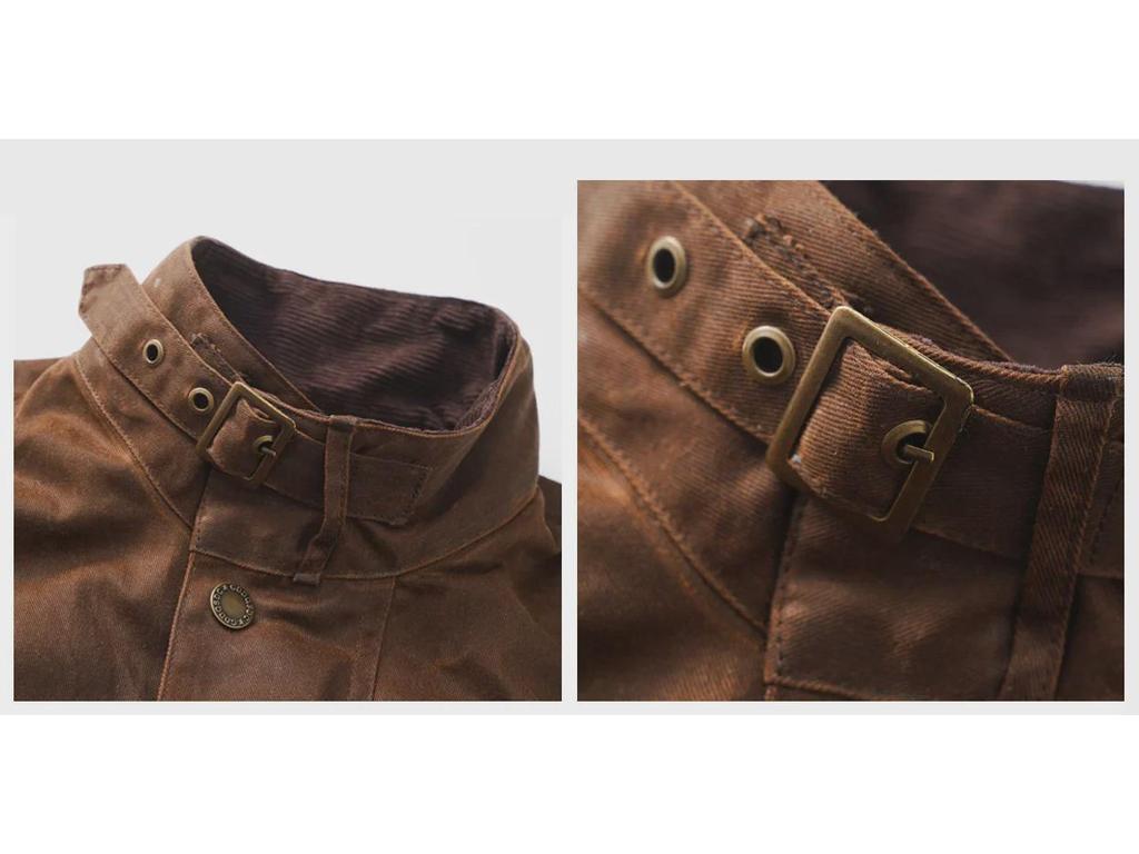 Мужская куртка-ветровка Shenwu American Retro из вощеной ткани для мотоциклистов - зимняя, цвета хаки