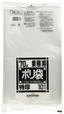 Nippon Sanipak L78G Толстый и прочный пластиковый пакет 70 л Мешок для мусора Прозрачный 90 х 80 см