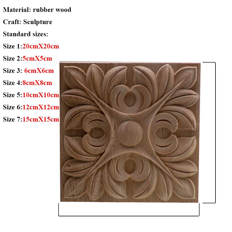 VZLX Square Wood Applique Carved Decal Corner Onlay Unpainted Furniture For Vintage Home Decor Door Cabinet Decoration Maison