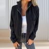 Spring Autumn Women Coat Loose Solid Color Zipper Closure Long Sleeves Hooded