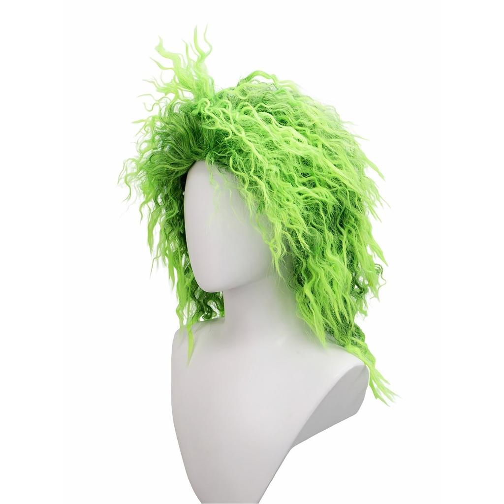 Флуоресцентный зеленый градиент пушистый маленький рулон пузырчатая поверхность синтетический парик |Хэллоуин гротескная тема кроссдрессинг забавный косвик