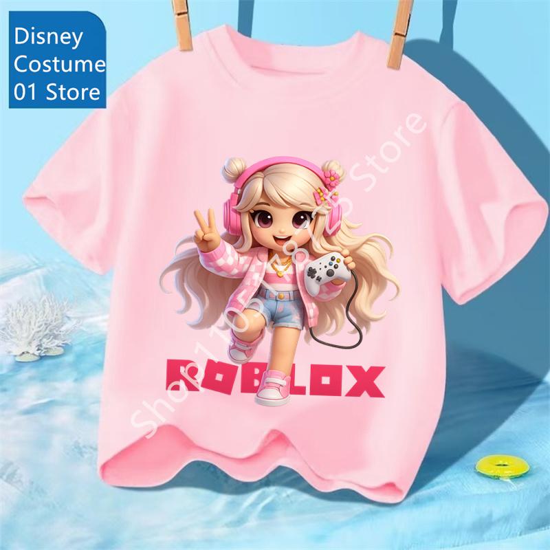 Детская футболка Roblox со звездным принтом, унисекс, с коротким рукавом, для мальчиков и девочек, повседневная, мягкая, летний топ