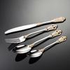 Palace Series Stainless Steel Cutlery Sets Western Food Knives Forks Spoons Teaspoon Luxury Golden Tableware Home and Kitchen
