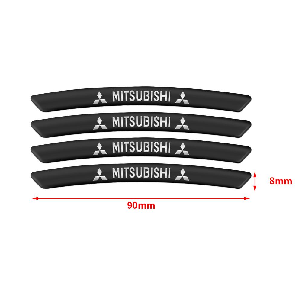 4Pcs Car Decoration 3D Wheel Tire Curved Rim Sticker Decal for Mitsubishi Pajero Sport ASX Lancer L200 Attrage Xpander Eclipse