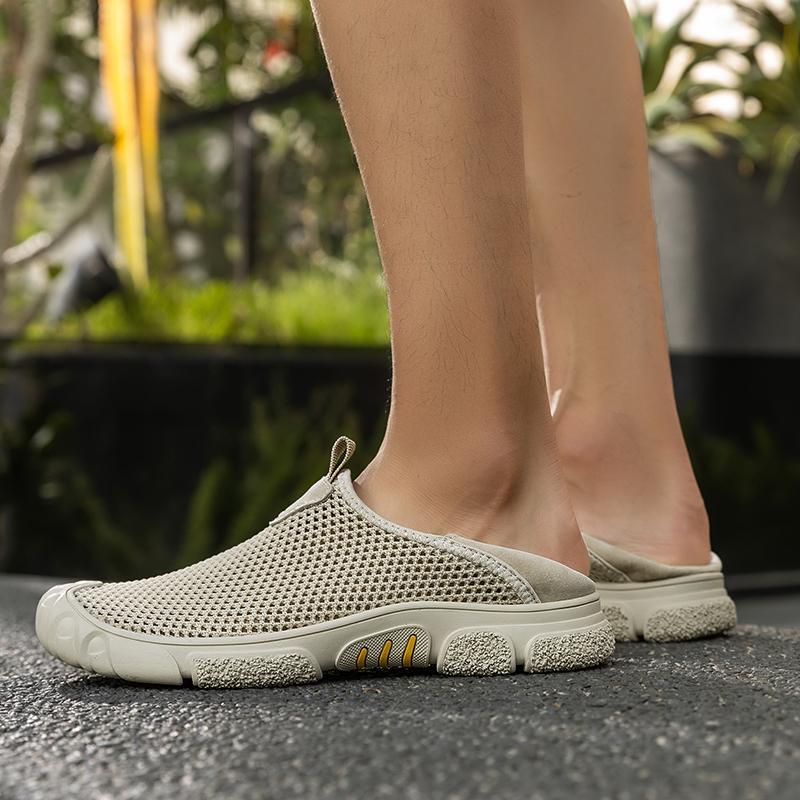 Мужские дышащие повседневные кроссовки с отверстиями, уличные повседневные сандалии, обувь для хайкинга, лето