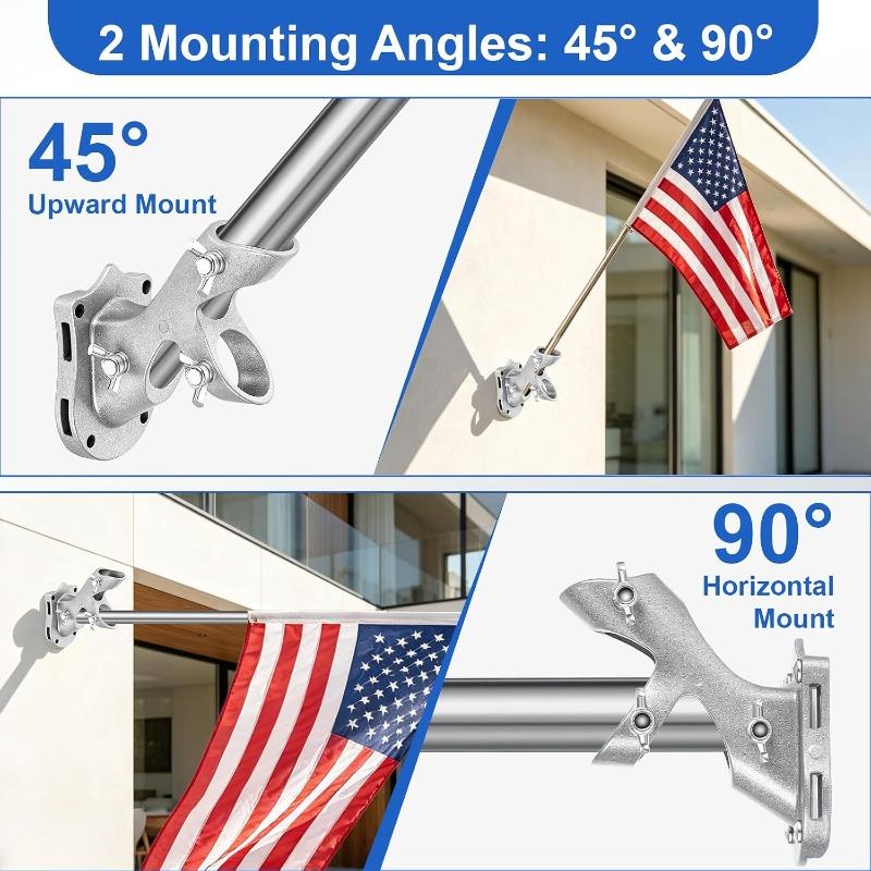 Flag Pole Holder for Outside House, Heavy Duty 1" Flag Pole Mounting Bracket, Aluminum Rustproof Flagpole Bracket Wall Mount with Stainless Hardware