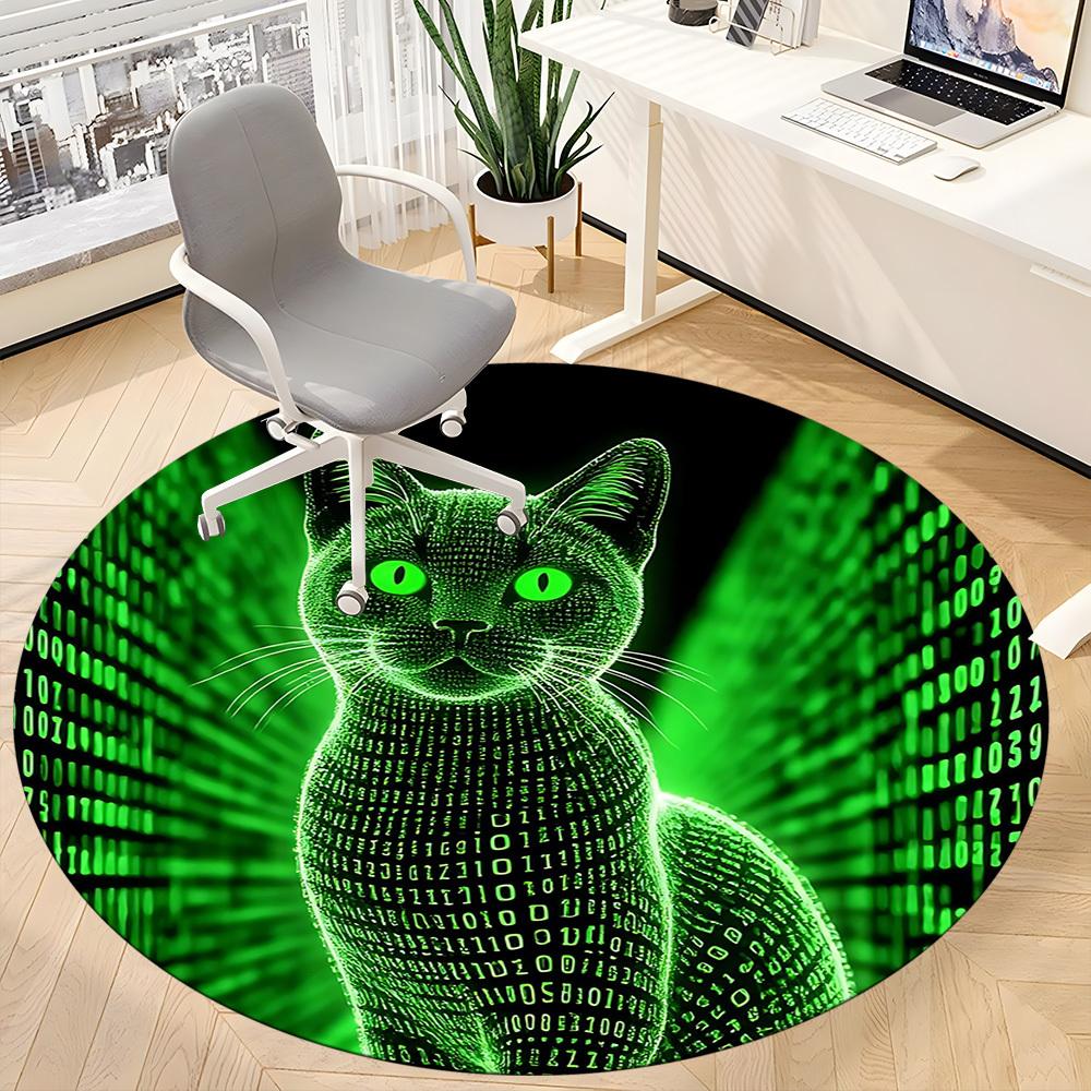 1 шт. Круглый ковер Matrix Cat для офиса, комнатный коврик, подходит для офиса, под офисные стулья, спальни, гостиной, домашнего декора T155