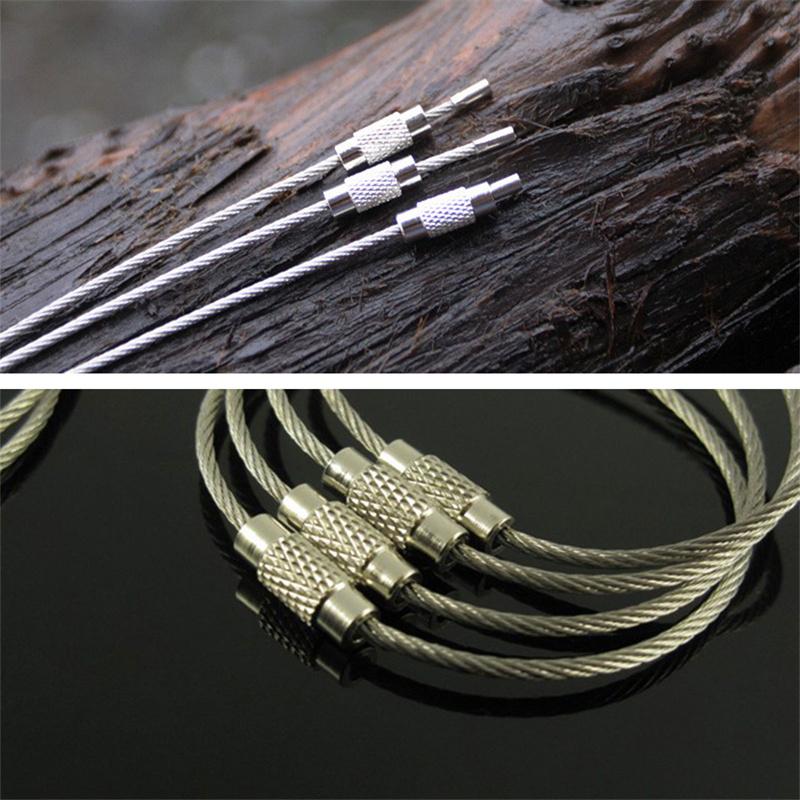 1 Pcs Key Holder Outdoor Tools Wire Keyrings Cable Rope Screw Locking Key Chain