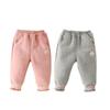 Зимние флисовые брюки с манжетами для девочек, 0-3 года, повседневные хлопковые штаны с открытой ластовицей
