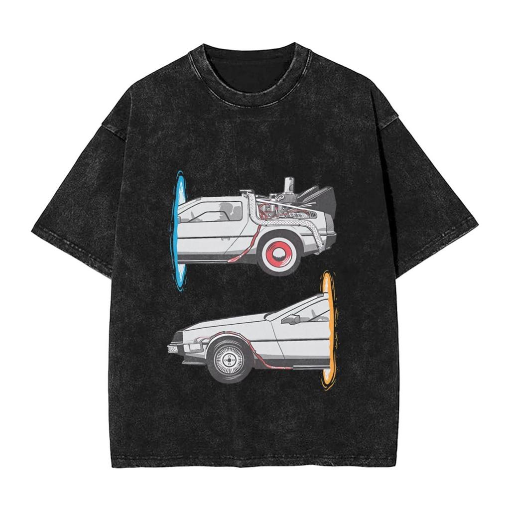 Harajuku Cotton Oversized TshirtMen Short Sleeve TeesJaws Edition Comic Summer Loose Washed Tops TShirt
